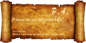 Pacurariu Afrodité névjegykártya